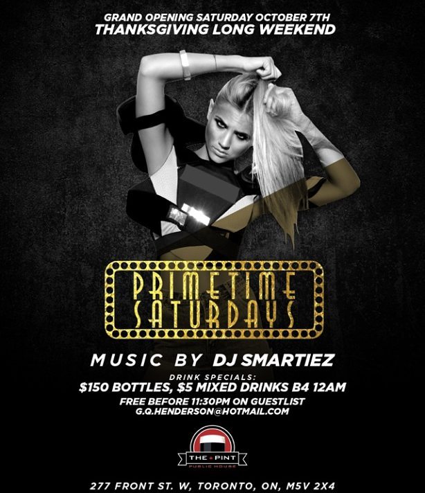 PRIMETIME TORONTO SATURDAYS | THE PINT PUBLIC HOUSE