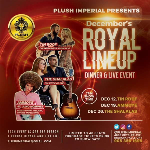 Royal Line Up - Dinner And Live Event - Tin Roof 